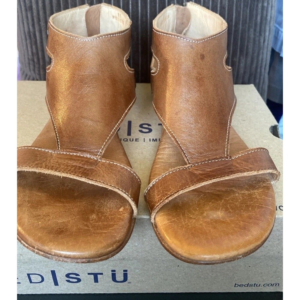 BED STU Soto Sandal Flats in Rustic Tan Leather Size 8 with original box